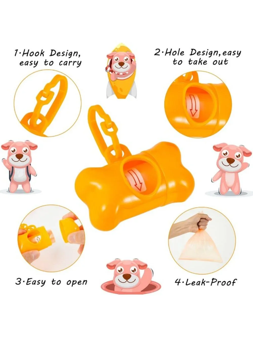 40 Pack Bone Shaped Poop Bags with Dispenser | Pet Waste Disposal Bags - Random